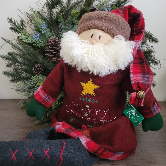Russ Other - Large Russ Christmas Sampler Santa Decorative Plush Primitive Figure / Sitter